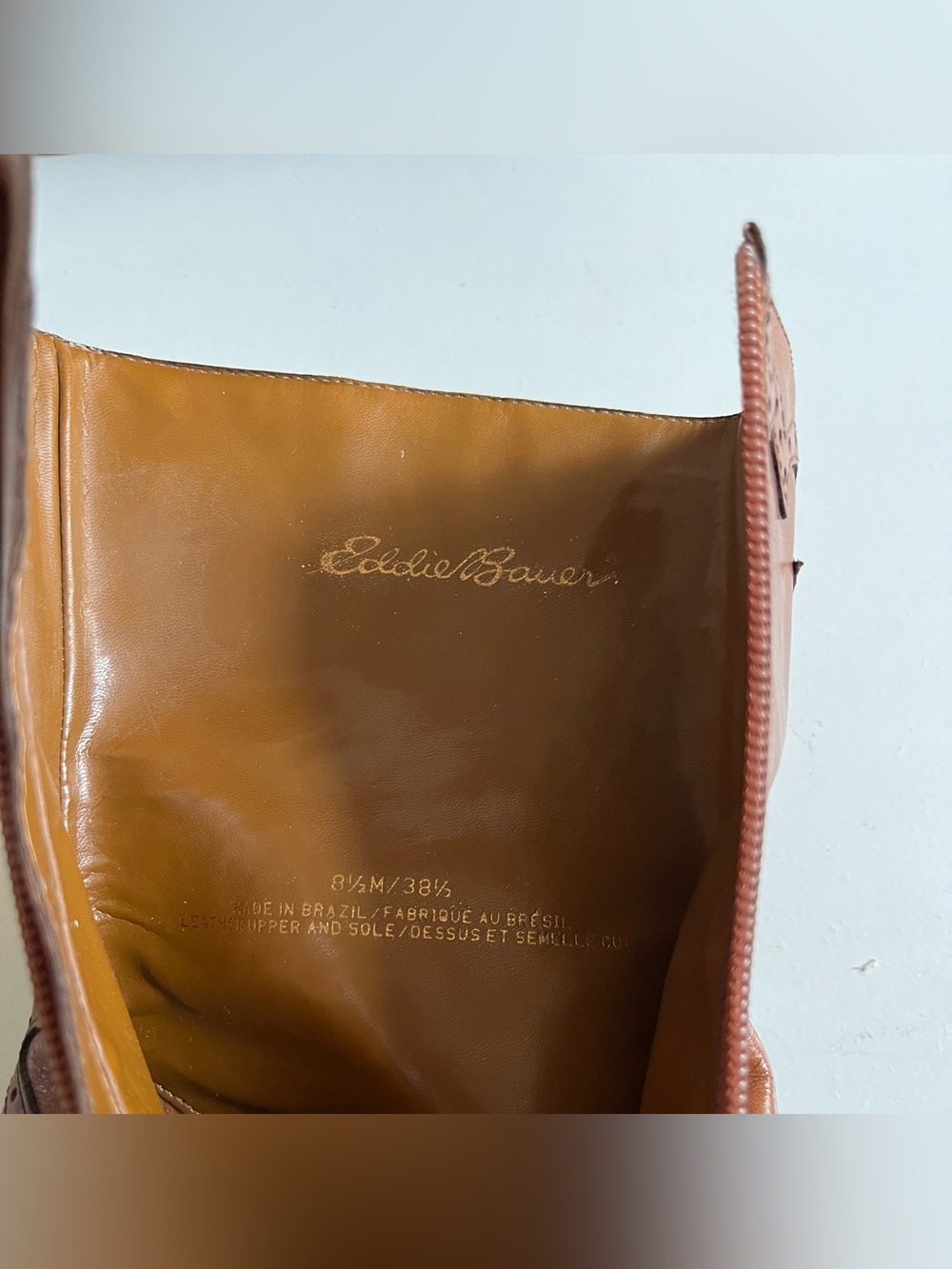 Vintage Leather Eddie Bauer Western Cowgirl boots high block heel wingtip design - Picture 12 of 12